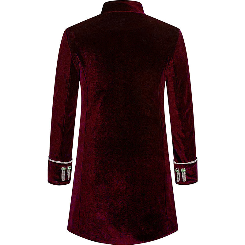 Retro Men's Steampunk Velvet Stand Collar Coat Uniform