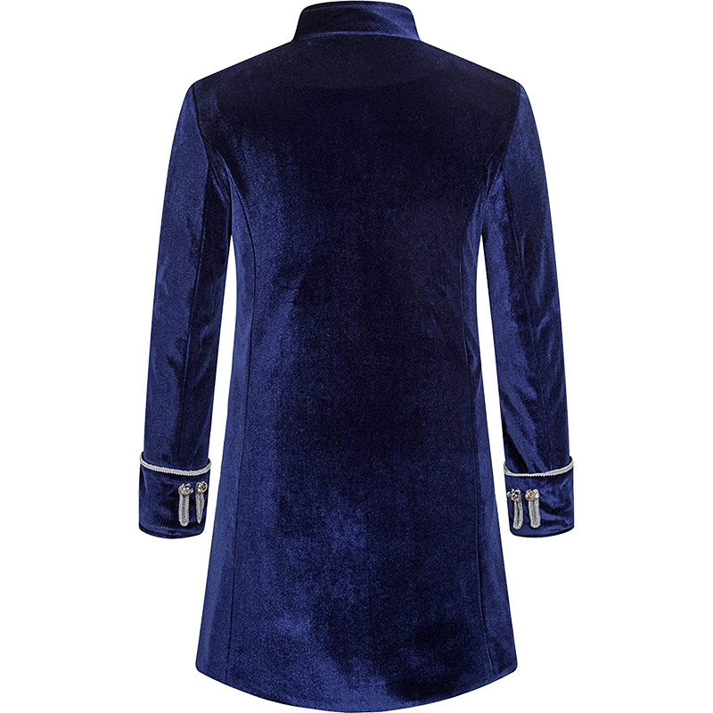 Retro Men's Steampunk Velvet Stand Collar Coat Uniform