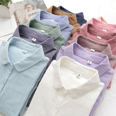 Stylish Candy Color Lapel Double-layer Simple Blouse