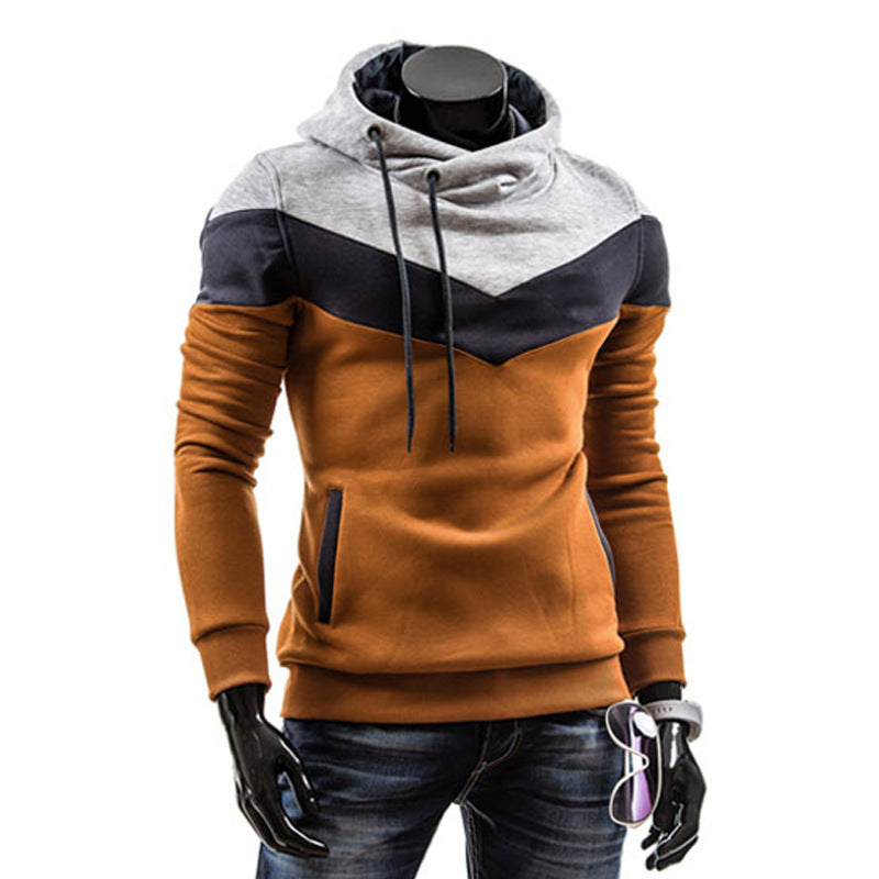 Men's Color Block Slim Thickened Hoodie