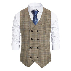 Retro Fashion Men's Striped Double-breasted Vest Suit