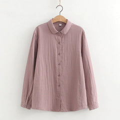 Stylish Candy Color Lapel Double-layer Simple Blouse