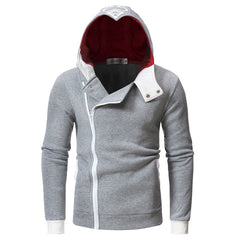 Chic Men's Game Cosplay Oblique Zipper Hoodie