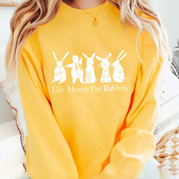 Cute Lift Heavy Pet Rabbits Pattern Women's Sweatshirt