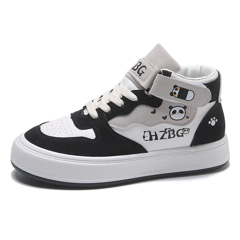 Cartoon Bear High Top Women's Versatile Velcro Shoes