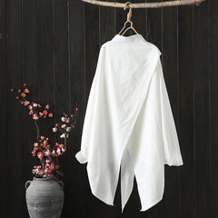 Korean Fashion Asymmetrical Stitching Loose Long Shirt