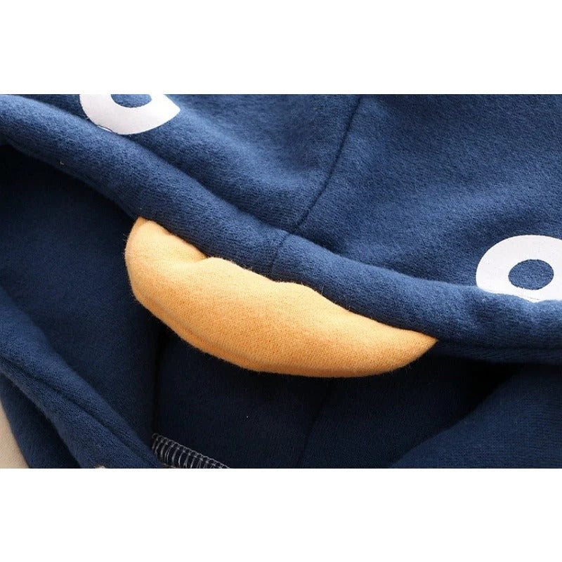 Japanese Fashion Penguin Print Velvet Warm Hoodie