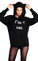 Kawaii Girls Letter Cat Relaxed Hoodie