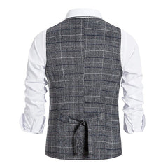 Retro Fashion Men's Striped Double-breasted Vest Suit