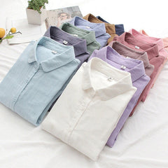 Stylish Candy Color Lapel Double-layer Simple Blouse