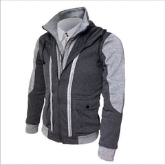 Stylish Men's Double Zipper Fake Two Stitching Hoodie