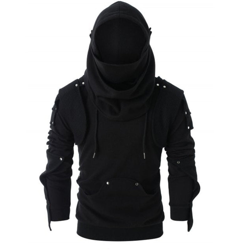 Trendy Men's Retro Masked Rivet Long Sleeve Hoodie