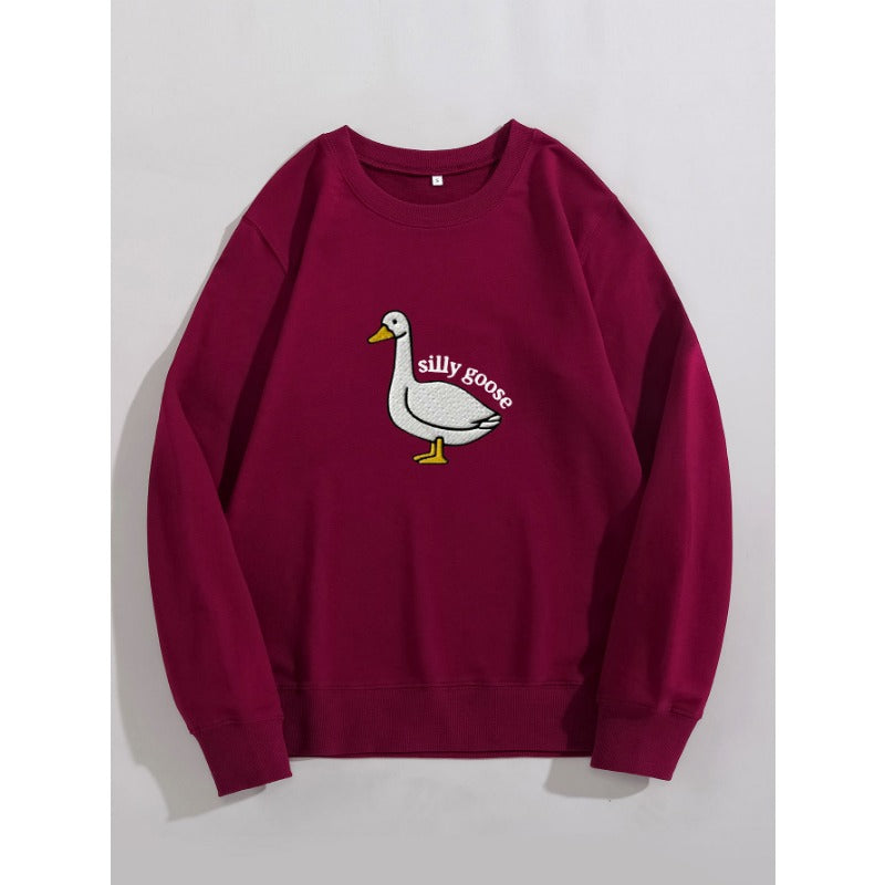 Silly Goose Printed Casual Round Neck Sweatshirt