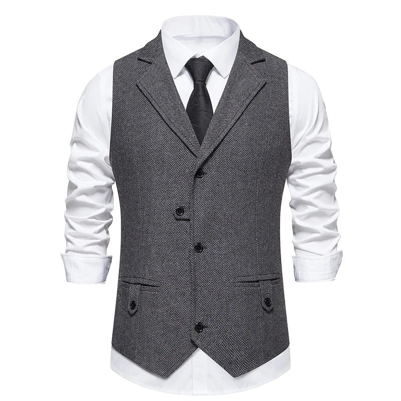 Vintage Lapel Single Breasted Men's Suit Vest