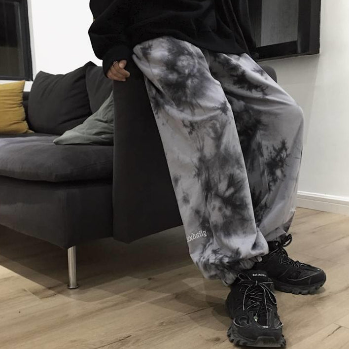 Unisex Korean Style Hip-hop Tie-dyed Loose Sweatpants