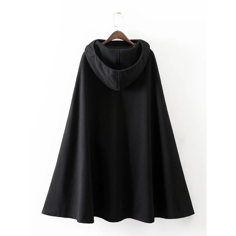 Chic Women's Front Split Cold-proof Hooded Cloak