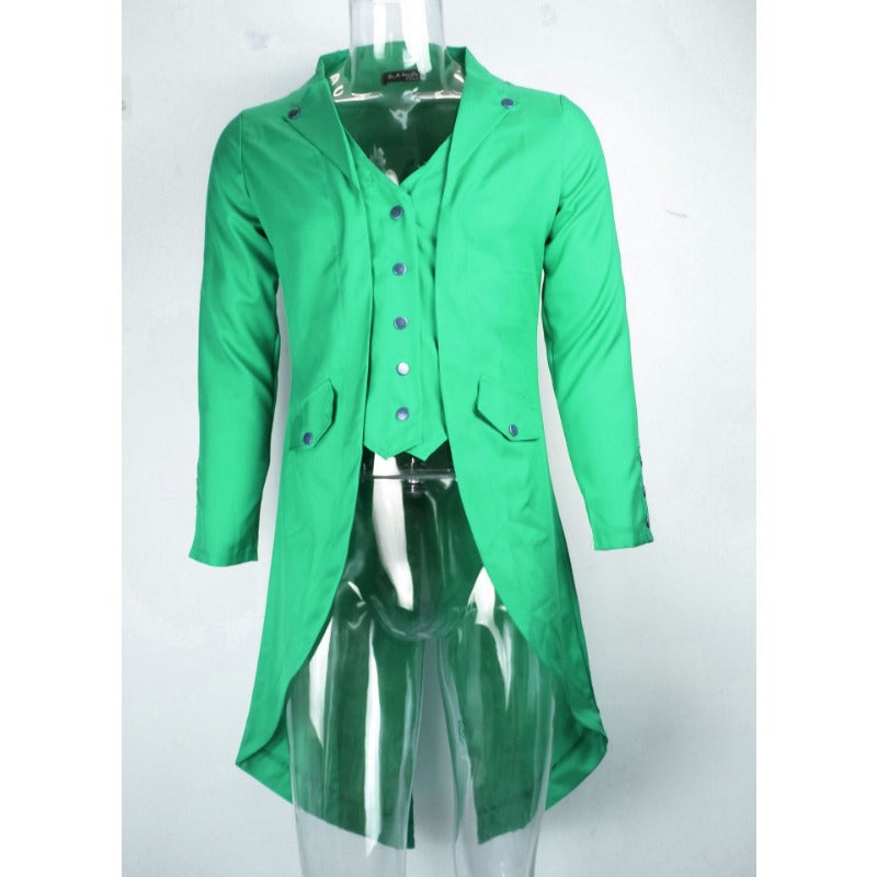 Retro Fashion Men's Solid Color Steampunk Tuxedo Coat