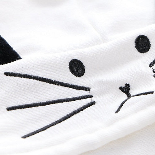 Cute Cartoon Cat Claws Embroidered Hooded Cloak T-shirt