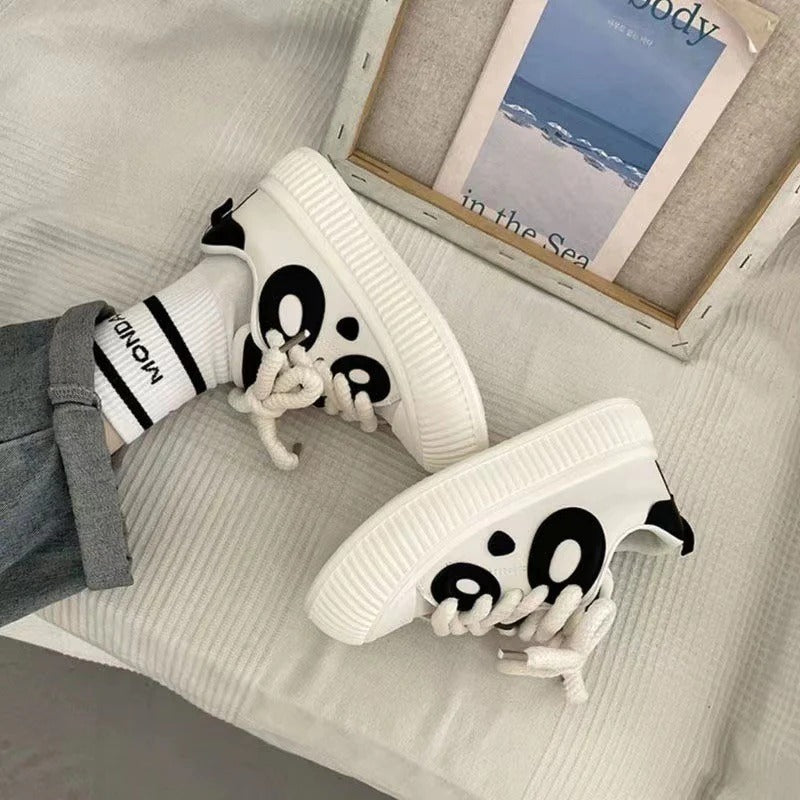 Niche Black and White Women's Versatile Panda Shoes