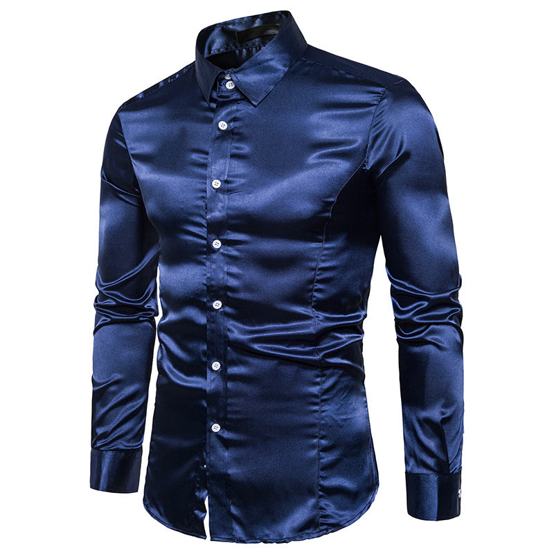 Casual Men's Quality Party Shiny Long Sleeve Shirt