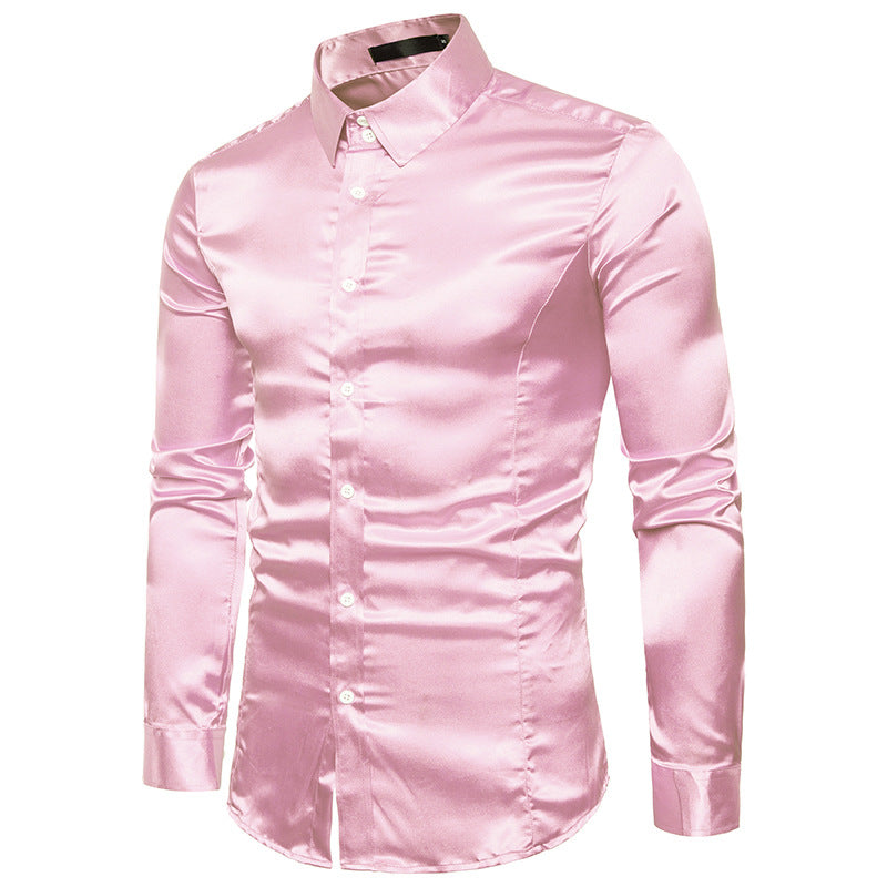 Casual Men's Quality Party Shiny Long Sleeve Shirt