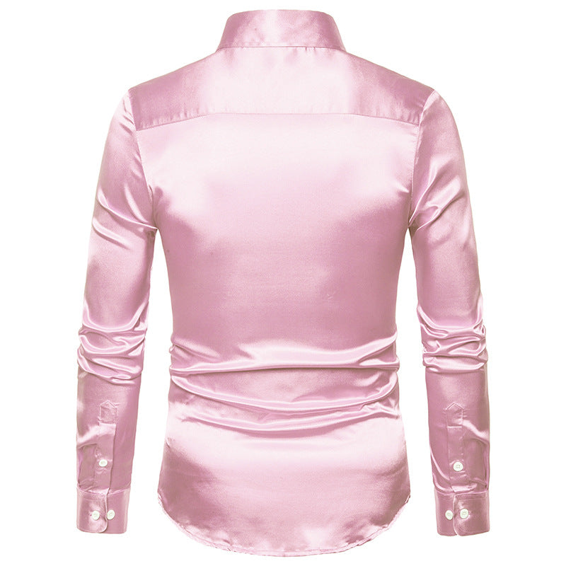 Casual Men's Quality Party Shiny Long Sleeve Shirt