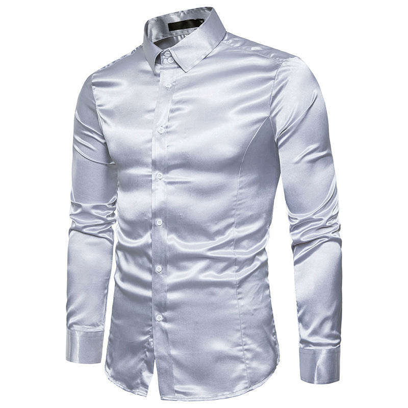 Casual Men's Quality Party Shiny Long Sleeve Shirt