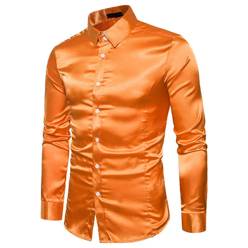 Casual Men's Quality Party Shiny Long Sleeve Shirt