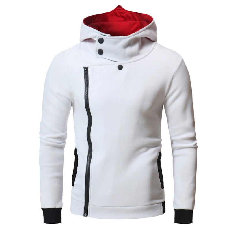 Chic Men's Game Cosplay Oblique Zipper Hoodie