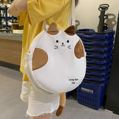 Cute Cartoon Cat Tail Shoulder Canvas Leisure Bag