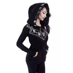 Women's Dark Style Gothic Black Moon Printed Hoodie