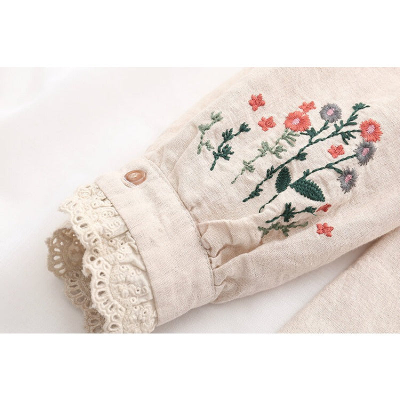 Lace Floral Embroidered Loose Long Sleeve Shirt