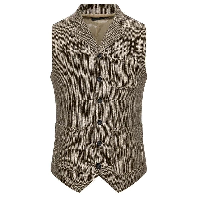 Vintage Men's Single Breasted Lapel Vest Suit