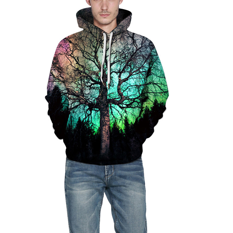 Unisex Starry Colorful Ink Digital Print Plus Size Hoodie