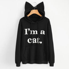 Kawaii Girls Letter Cat Relaxed Hoodie