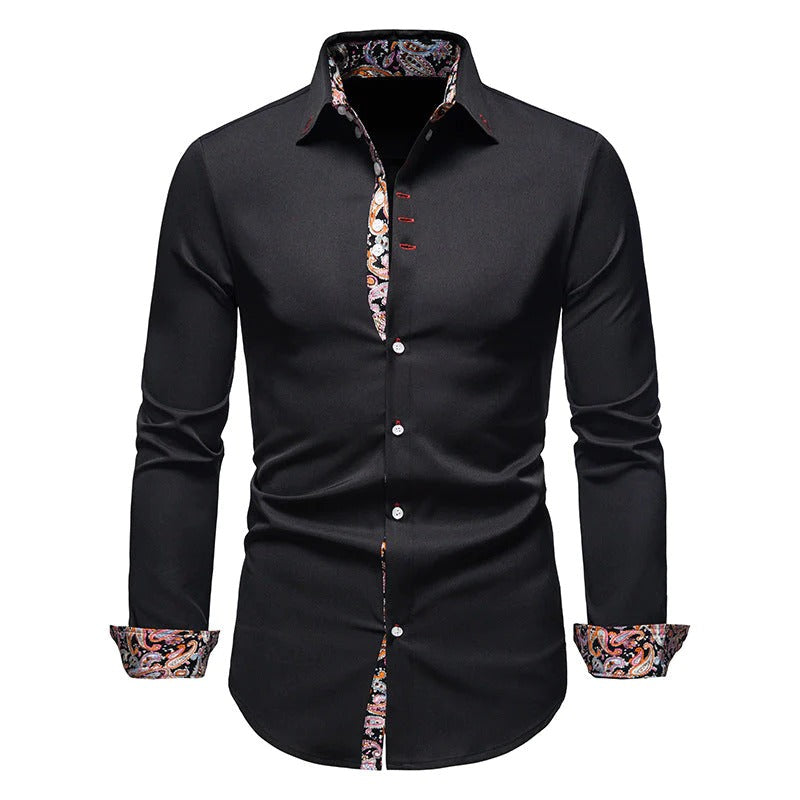 Men's Floral Casual Paisley Print Slim Fit Button Shirt