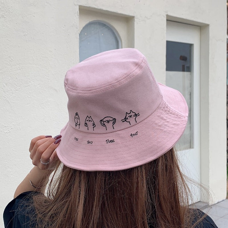 Versatile Cute Cats Embroidery Bucket Hat