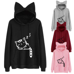 Kawaii Girls Letter Cat Relaxed Hoodie