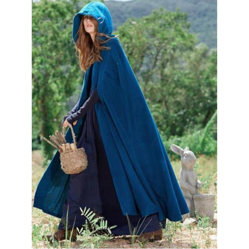 Women's Hooded Tie Up Shawl Extended Cape