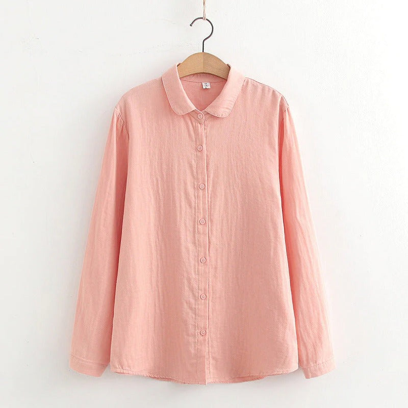 Stylish Candy Color Lapel Double-layer Simple Blouse