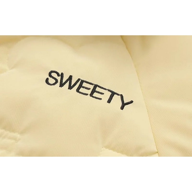 Candy Color Sweety Eiderdown Cotton-padded Warm Hooded Jacket