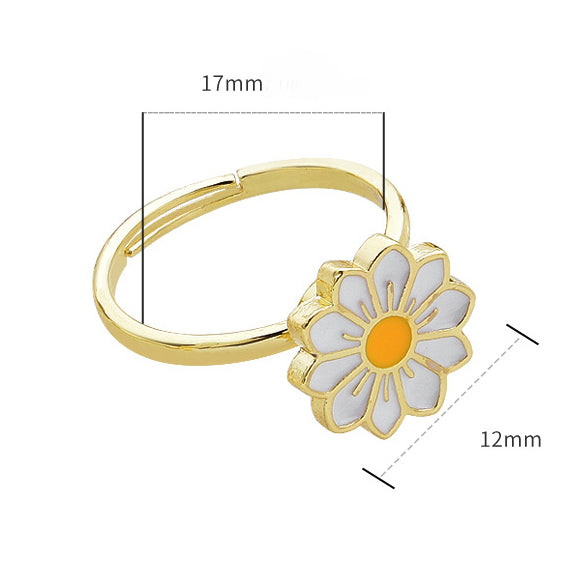 Rotating Flower Butterfly Adjustable Open Ring