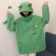 Unisex Cute Frog Plush Thickened Cosplay Hoodie