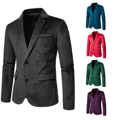 Vintage Men's V-neck Velvet Button Coat Suit