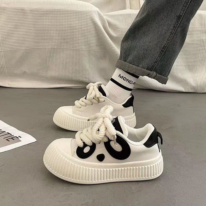 Niche Black and White Women's Versatile Panda Shoes