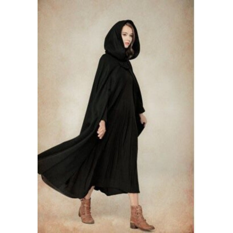 Medieval Girls Hooded Straps Shawl Extended Cloak