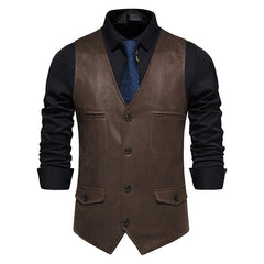 Trendy V-neck Suede Single Breasted Vest Jacket