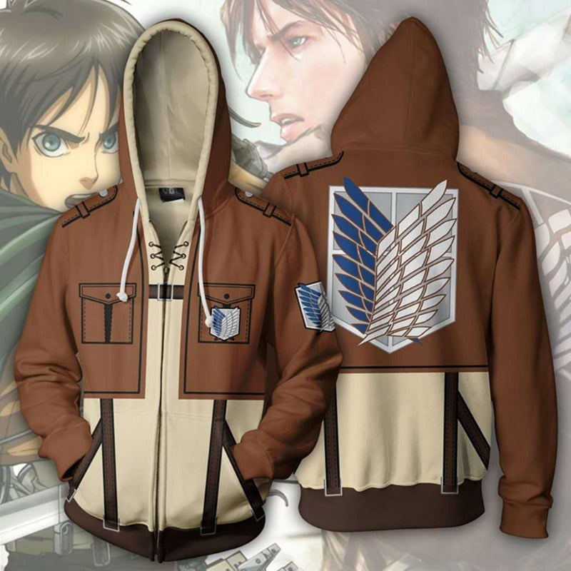 Unisex Anime Giant 3D Printed Cosplay Zip Up Hoodie