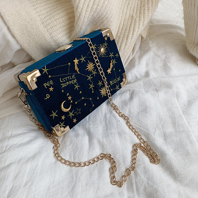 Starry Sky Golden Velvet Women's Small Square Bag