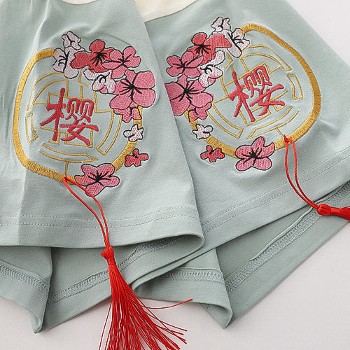 Japanese Style Cherry blossoms Embroidered T-shirt